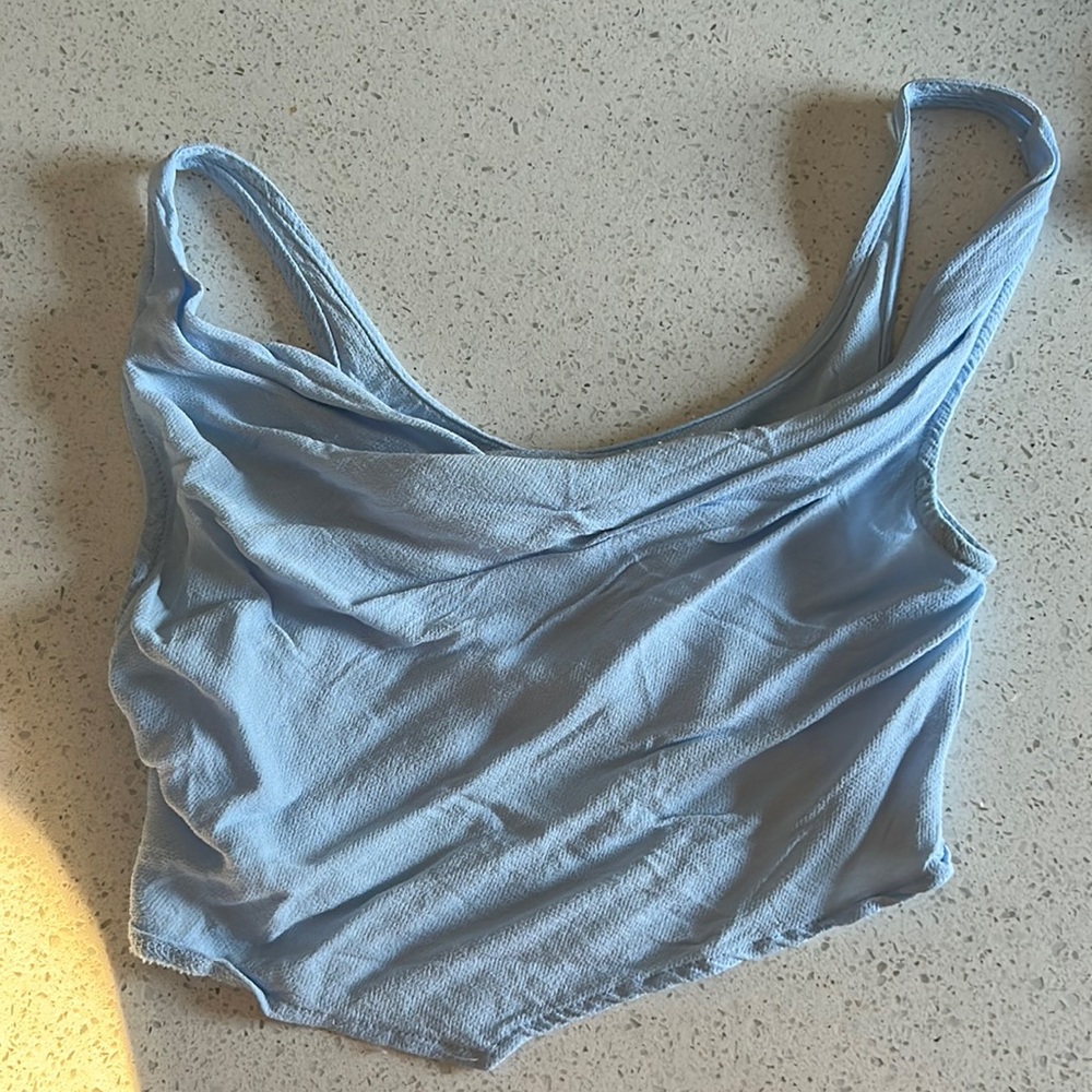Blue princess polly cowel neck crop top